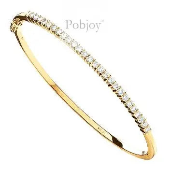9K Yellow Gold Ladies Hinged Diamond Bangle 1.10 Carat - Pobjoy Diamonds