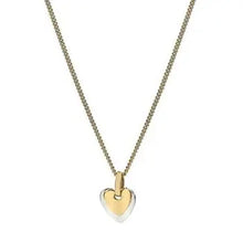 Load image into Gallery viewer, 9K Yellow &amp; White Gold Heart Pendant Necklace &amp; Earrings Set