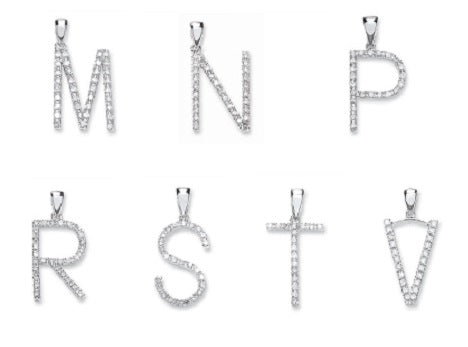 White Gold & Diamond Letter Pendant A-V 25mm Height - Pobjoy Diamonds