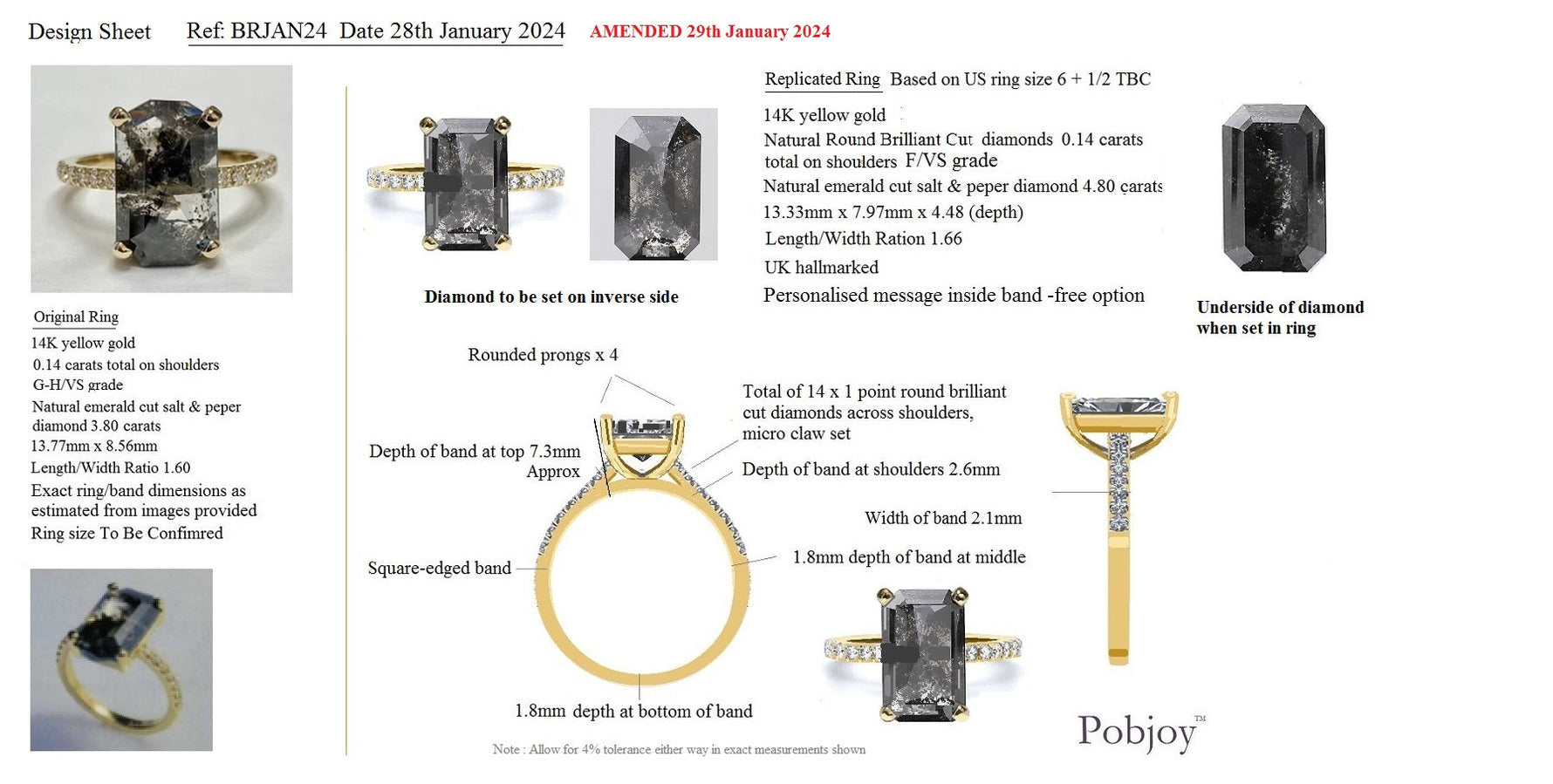 Bespoke Salt & Pepper Diamond Ring BRJAN24 Payment - Pobjoy Diamonds