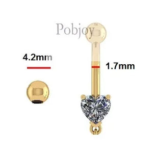 Replacement Belly Ring Screw Top Balls - 14K Gold Pobjoy Diamonds