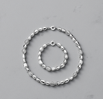 Smooth & Brushed Sterling Silver Ladies Bracelet & Necklace Set