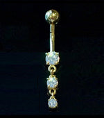 Graduated Lab Diamond Drop Belly Ring  - Pobjoy Diamonds