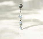 Graduated Lab Diamond Drop Belly Ring  - Pobjoy Diamonds
