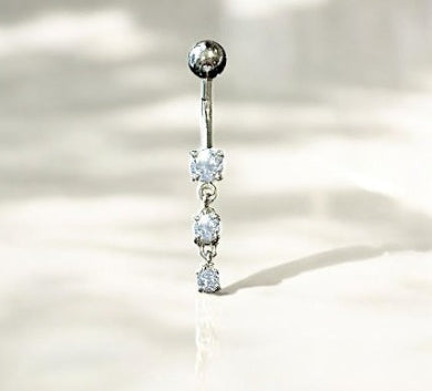 Graduated Lab Diamond Drop Belly Ring  - Pobjoy Diamonds