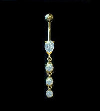 Load image into Gallery viewer, Four Stone Graduated Pear Lab Diamond Belly Ring 1.10 Carats - E/VS1