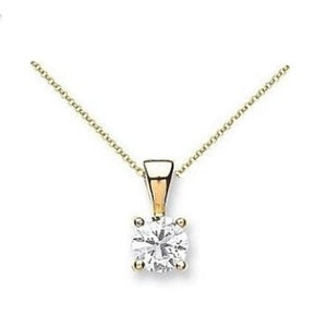 18K Yellow Gold Claw Set Diamond Pendant & Neck Chain 0.50 carat G/Si1 - Pobjoy Diamonds