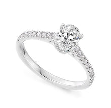 Load image into Gallery viewer, Oval Brilliant Cut Lab Diamond Ring With Natural Diamond Shoulders 1.00 Carats