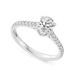 Oval Brilliant Cut Lab Diamond Ring With Natural Diamond Shoulders 1.00 Carats