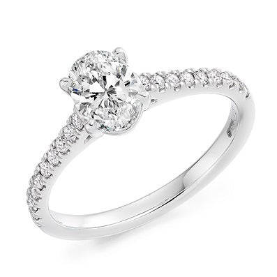 Below Deck Oval DIamond Engagement Ring -Pobjoy Diamonds
