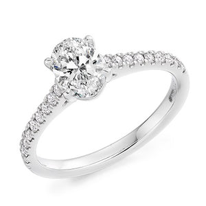 Oval Brilliant Cut Lab Diamond Ring With Natural Diamond Shoulders 1.00 Carats