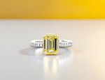 Fancy Yellow Emerald Cut Diamond 1.00 Carat Solitaire Ring - SI1 - Pobjoy Diamonds