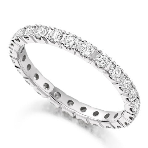 Claw Set Round Brilliant Cut Diamond Full Eternity Ring 1.00 Carat - Pobjoy Diamonds