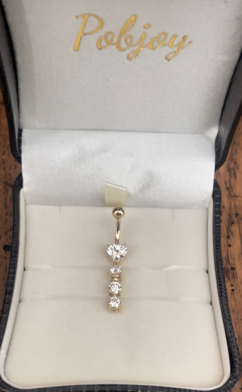 Dangly Heart Drop Diamond Belly Ring GIA - Pobjoy Diamonds
