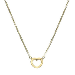 9K Gold Open Heart Pendant Neck Chain & Earrings Set