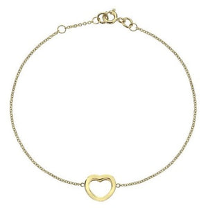 9K Gold Rounded Heart Adjustable Bracelet