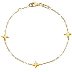 9K Yellow Gold Three Star Bracelet
