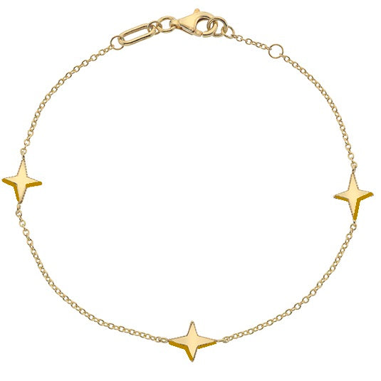 9K Yellow Gold Three Star Ladies Necklace & Bracelet Set - Pobjoy Diamonds