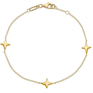 9K Yellow Gold Three Star Ladies Necklace & Bracelet Set