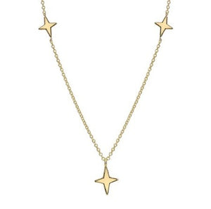 9K Yellow Gold Three Star Ladies Necklace