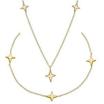 9K Yellow Gold Three Star Ladies Necklace & Bracelet Set - Pobjoy Diamonds