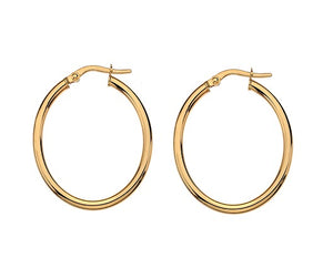9K Gold Oval Hoop Earrings