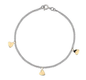 9K White & Yellow Gold Heart Charm Bracelet