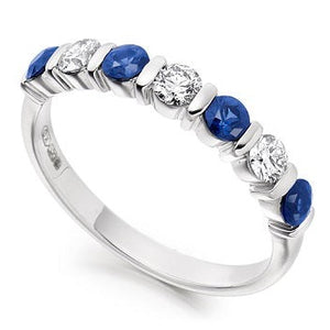 Blue Sapphire & Diamond Half Eternity Ring 0.82 Carats