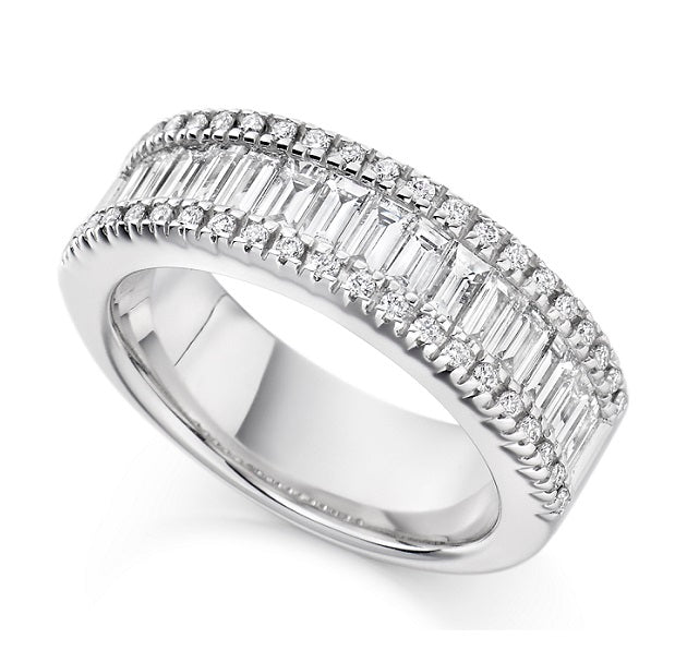 Channel Set Baguette & Round Cut Diamond Half Eternity 2.00 Carat