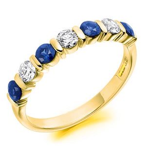 Blue Sapphire & Diamond Half Eternity Ring 0.82 Carats