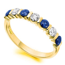 Load image into Gallery viewer, Blue Sapphire &amp; Diamond Half Eternity Ring 0.82 Carats