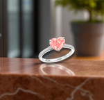 Vivid Pink Heart Cut Lab Grown Diamond 1.54 Carat & 18K Gold Ring - Pobjoy Diamonds