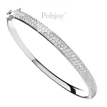 Hinged 18K White Gold 3.15 Carat Pave Diamond Bangle - Pobjoy Diamonds