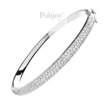 Hinged 18K White Gold 3.15 Carat Pave Diamond Bangle - Pobjoy Diamonds
