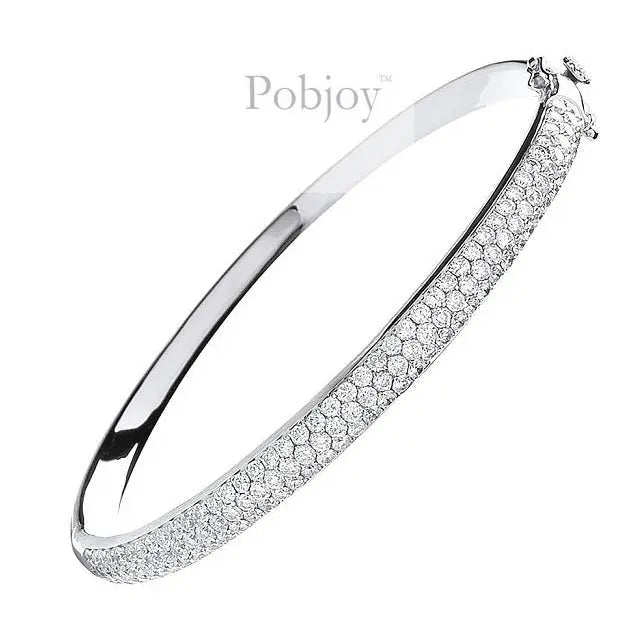 Hinged 18K White Gold 3.15 Carat Pave Diamond Bangle - Pobjoy Diamonds