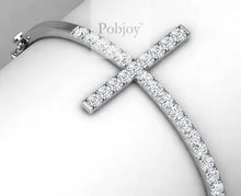 Load image into Gallery viewer, Hinged 18K White Gold Cross Pave Diamond Bangle