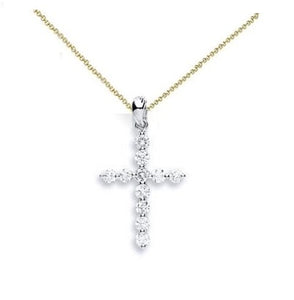 18K White Gold Diamond Cross Pendant 0.30 Carats