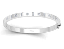 Load image into Gallery viewer, 18K White Gold Diamond Studded Hinged Bangle 0.60 Carat