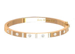 18K Yellow Gold Diamond Studded Hinged Bangle 0.60 Carat