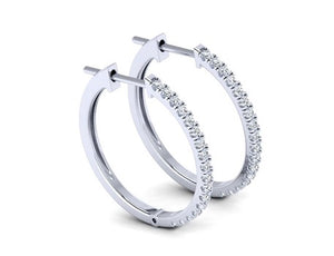18K Gold Diamond Hoop Earrings - 1.00 Carat