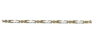 9K Yellow Gold & Silver Rectangle Link Bracelet