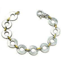 Load image into Gallery viewer, 9K Yellow Gold &amp; Silver Disc Link Bracelet
