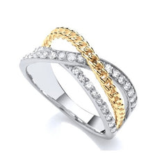 Load image into Gallery viewer, 9K Gold Cross Over Diamond Cocktail Ring 0.50 Carat