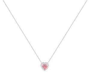 Lab Grown 1.10 Carat Vivid Pink Heart Diamond Necklace
