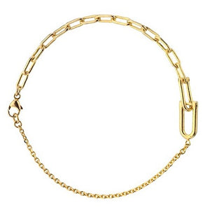 9K Yellow Gold U Link Pendant Necklace & Bracelet Set
