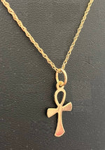 9K Yellow Gold Medium Ankh Pendant & Chain - Pobjoy Diamonds
