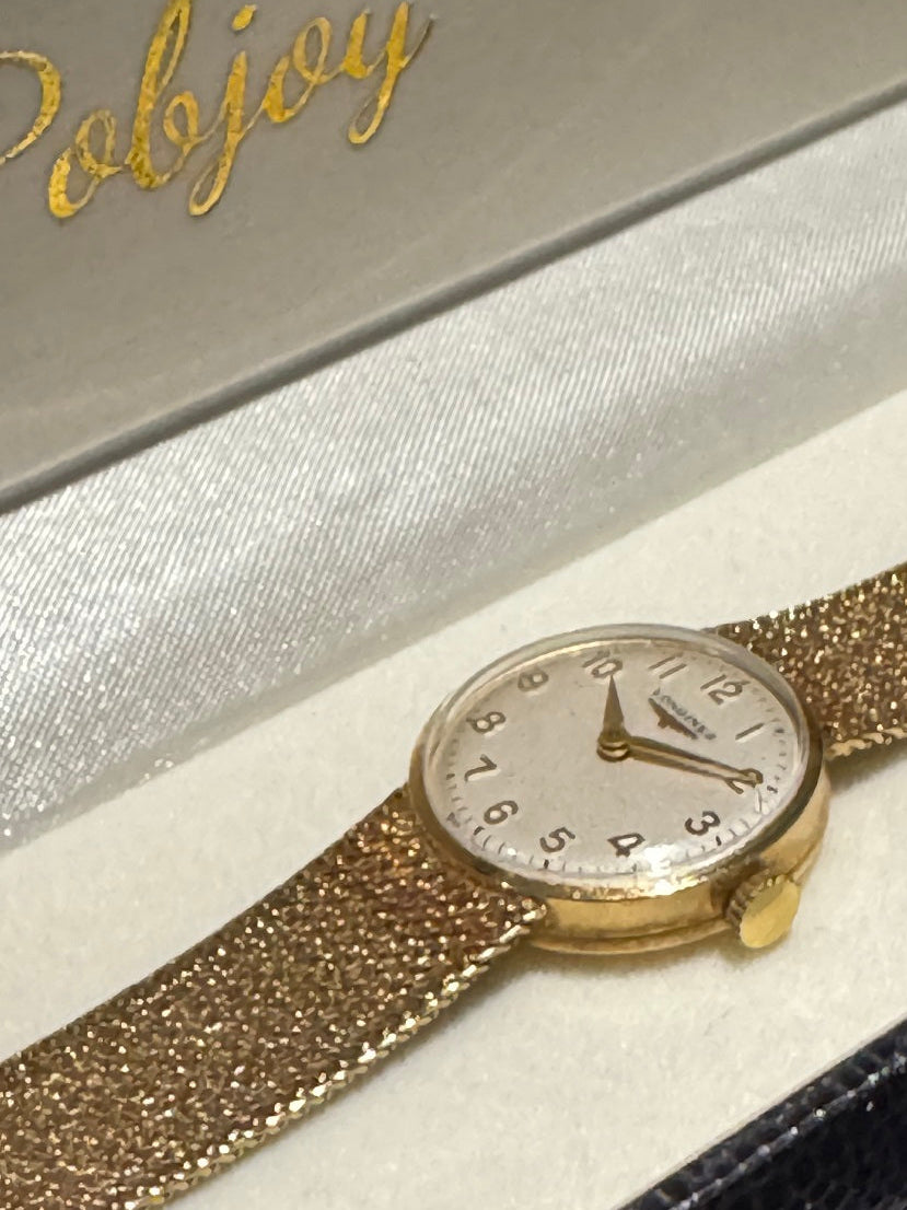 Rare LONGINES 9K Yellow Gold Ladies Vintage Cocktail Watch. Pobjoy 