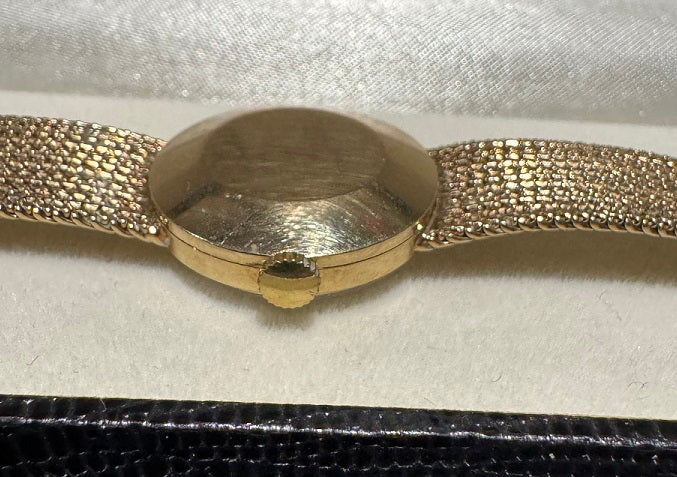 David Shackman &amp; Sons (DS&amp;S) case. Longines 9K Yellow Gold Ladies Vintage Cocktail Watch. Pobjoy 