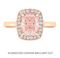 Cushion Cut Intense Pink Lab Grown Diamond Halo Ring
