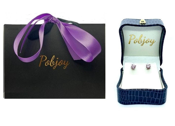 18K Gold 1.00 Carat Lab Grown Intense Pink Diamond Earrings - Pobjoy Diamonds